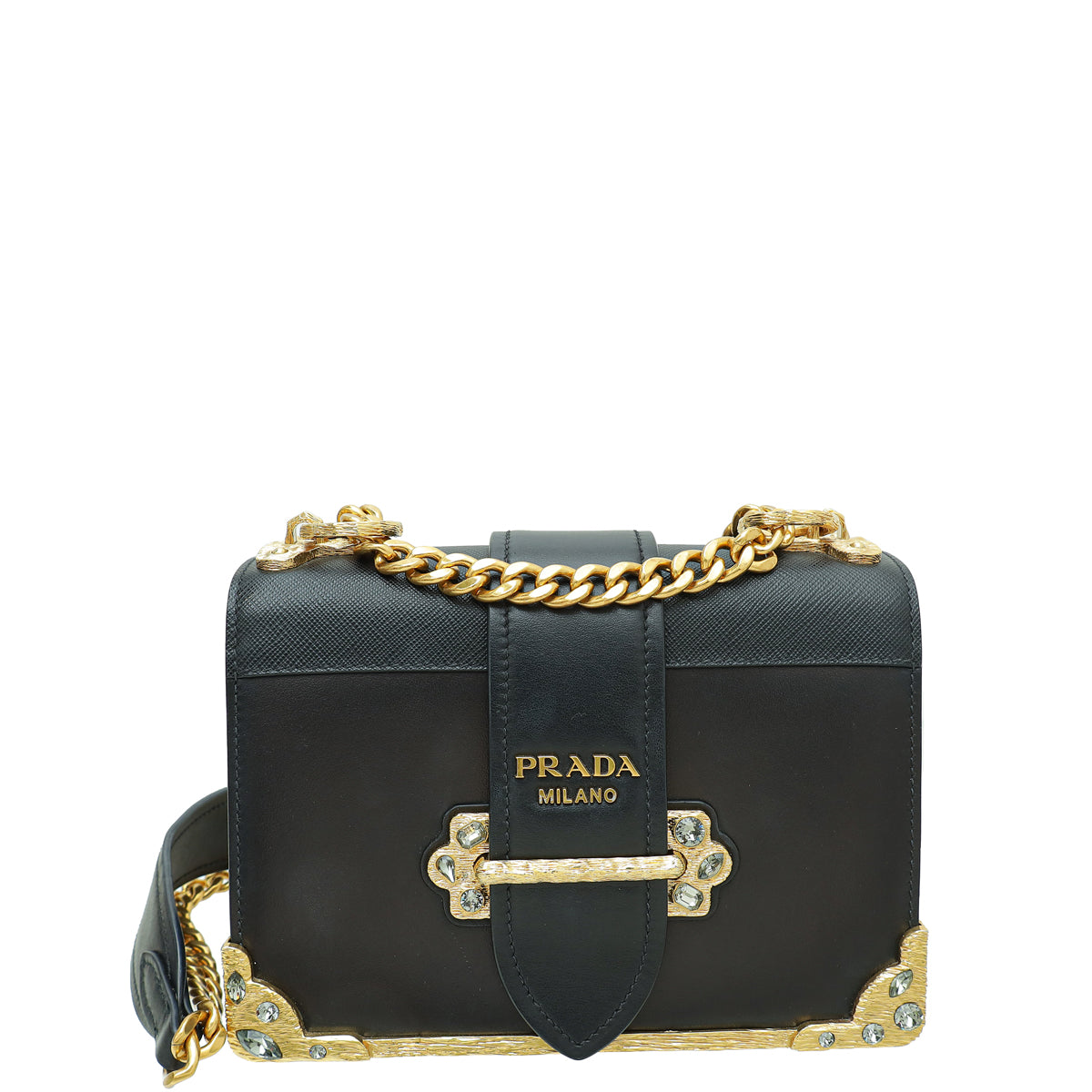 Prada Black Crystal City Cahier Shoulder Bag