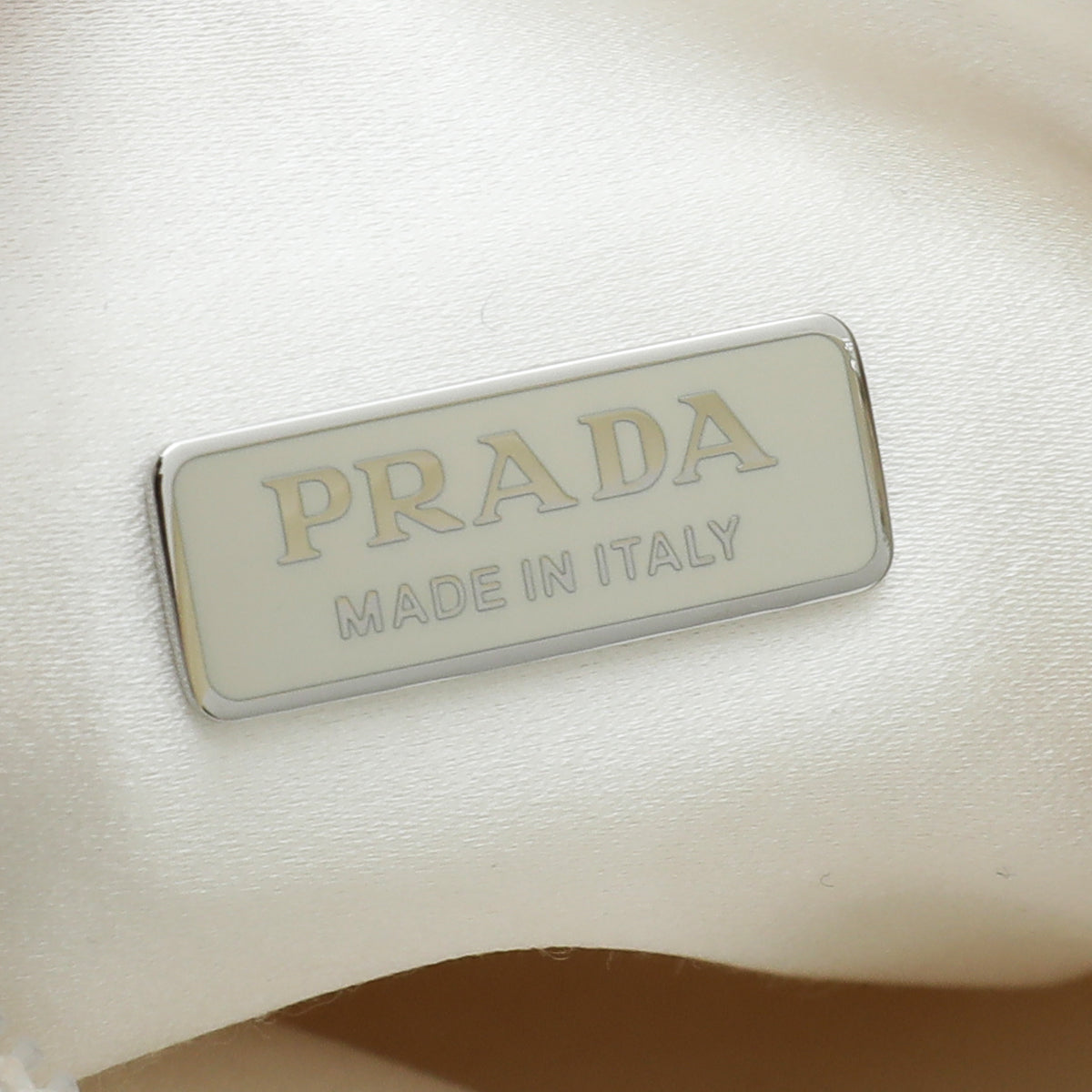 Prada White Satin Re-Edition 2000 Mini Bag w/Artificial Crystal