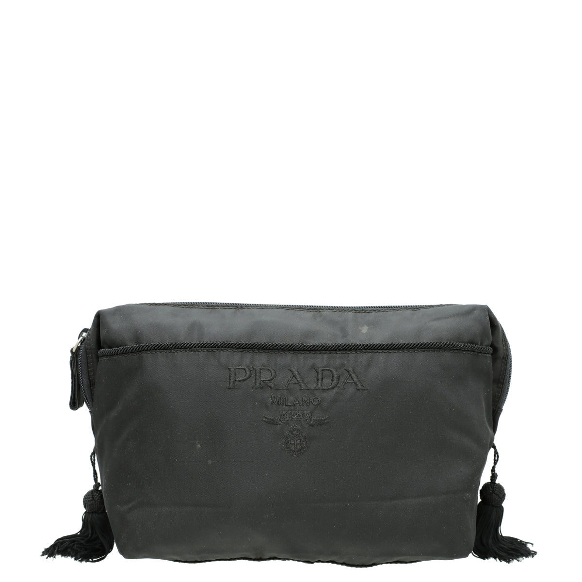 Prada Black Nylon Tessuto Tassel Pouch