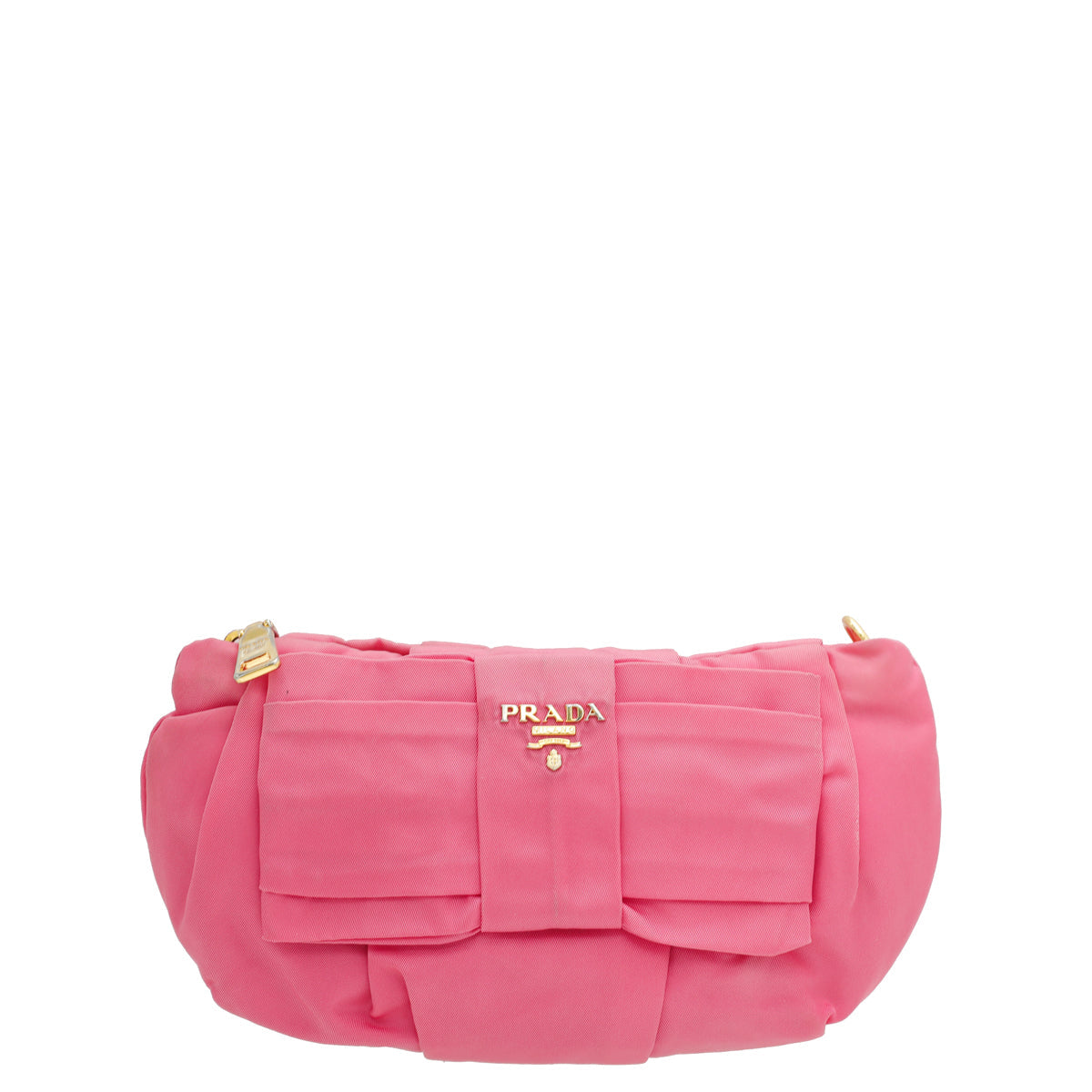 Prada Pink Logo Nylon Bow Small Pouch