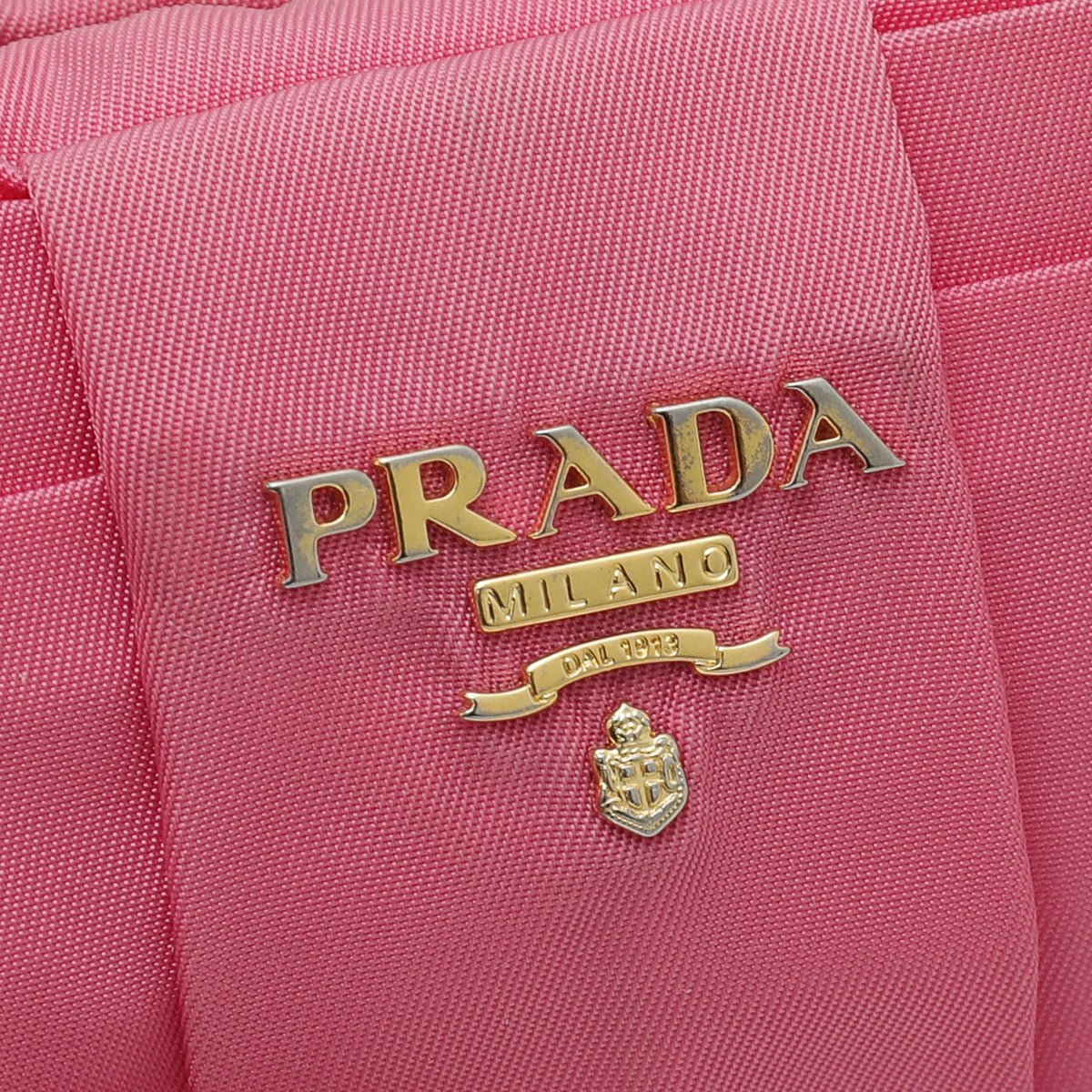 Prada Pink Logo Nylon Bow Small Pouch