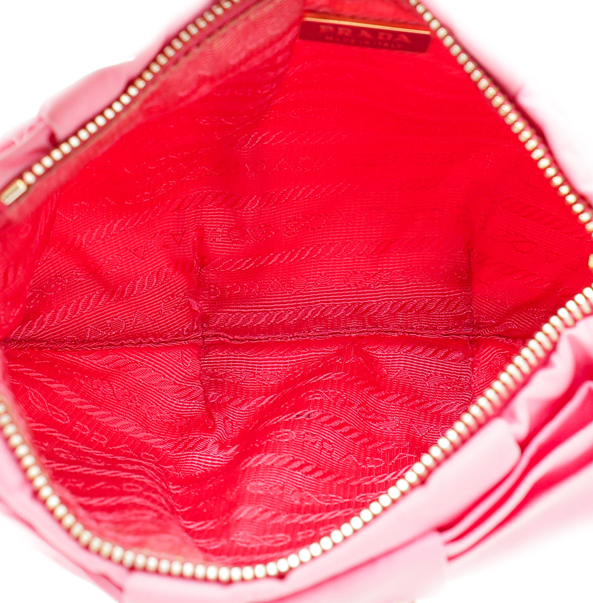 Prada Pink Logo Nylon Bow Small Pouch