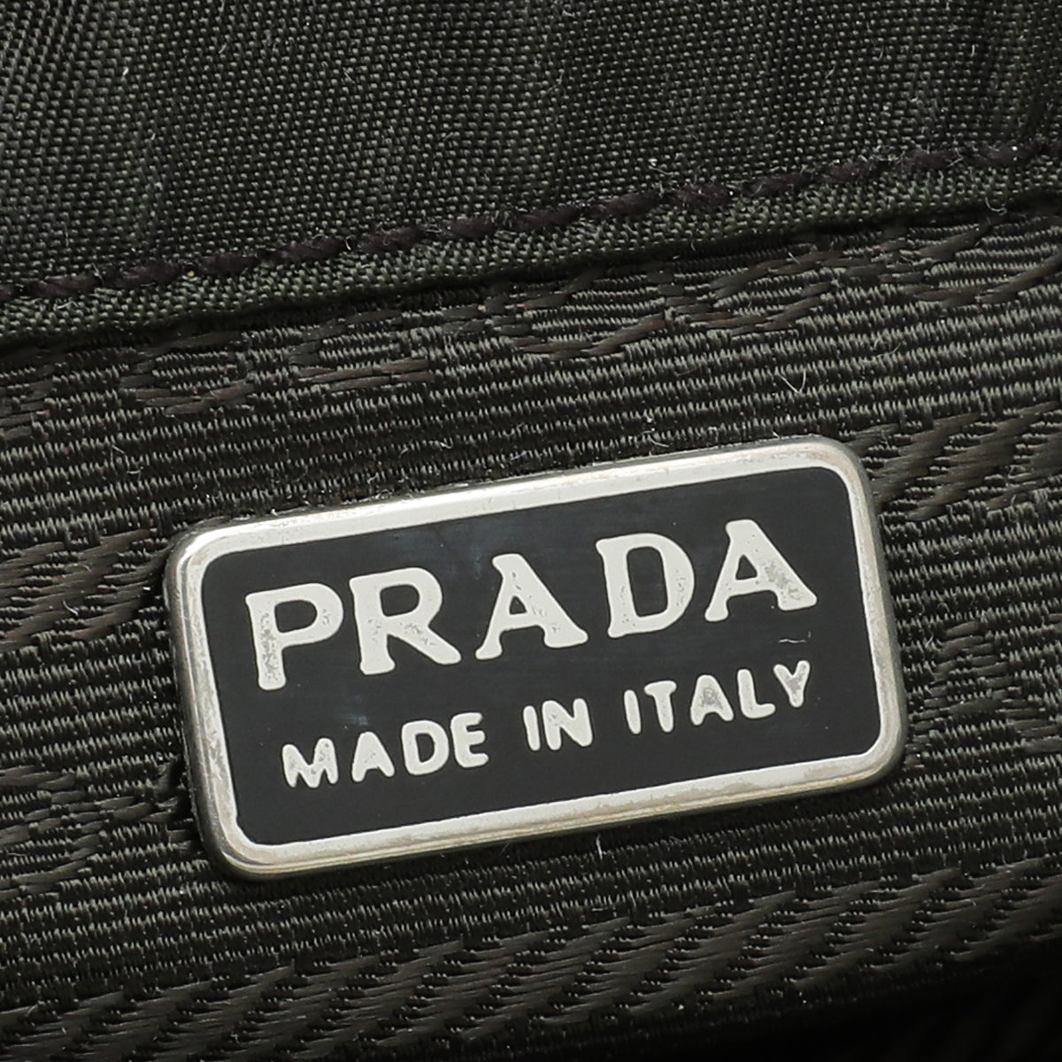 Prada Khaki Logo Nylon Pouch