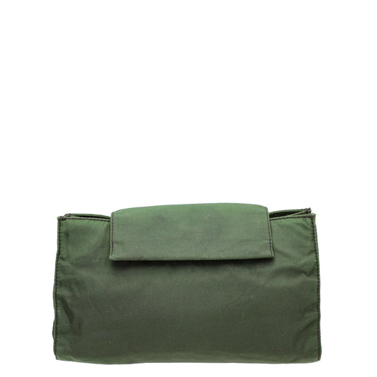 Prada Khaki Logo Nylon Pouch