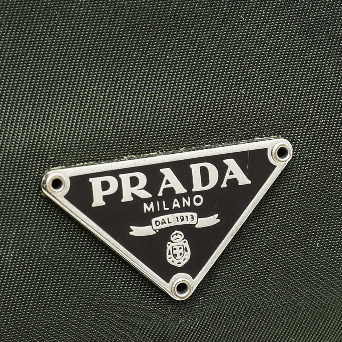 Prada Khaki Logo Nylon Pouch