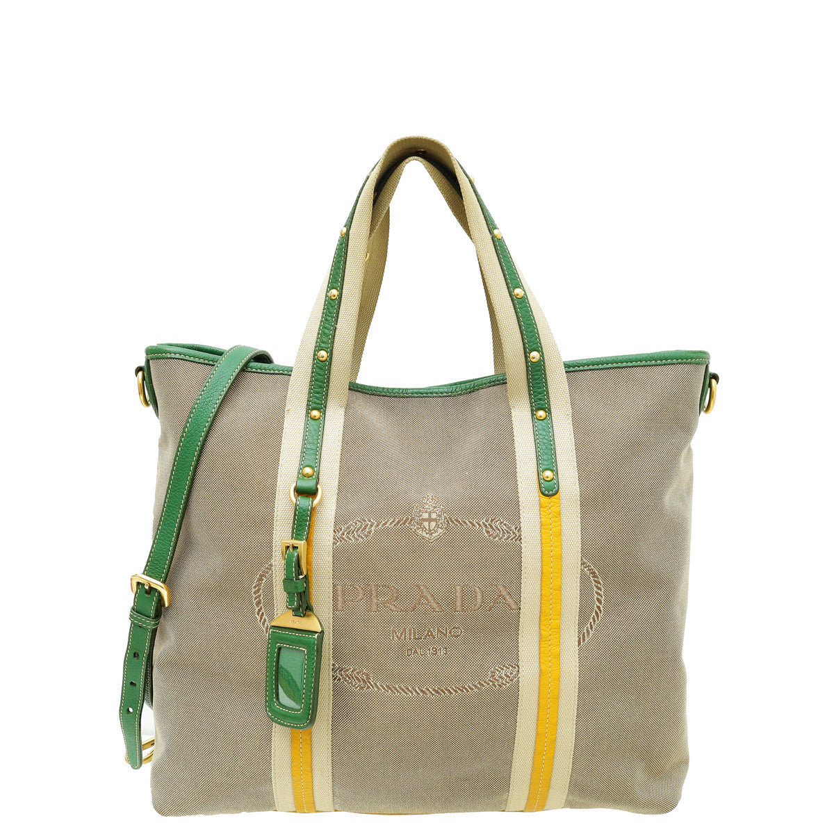 Prada Tricolor Logo Jacquard Convertible Tote Bag