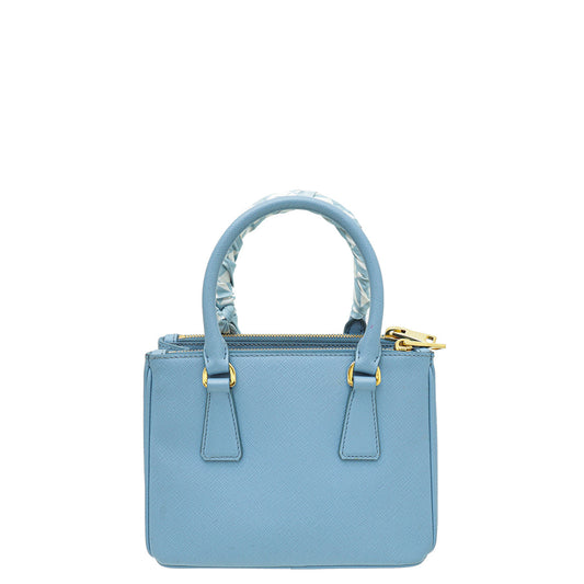 Prada Astrale Blue Lux Galleria Mini Bag 7/E w/ twilly