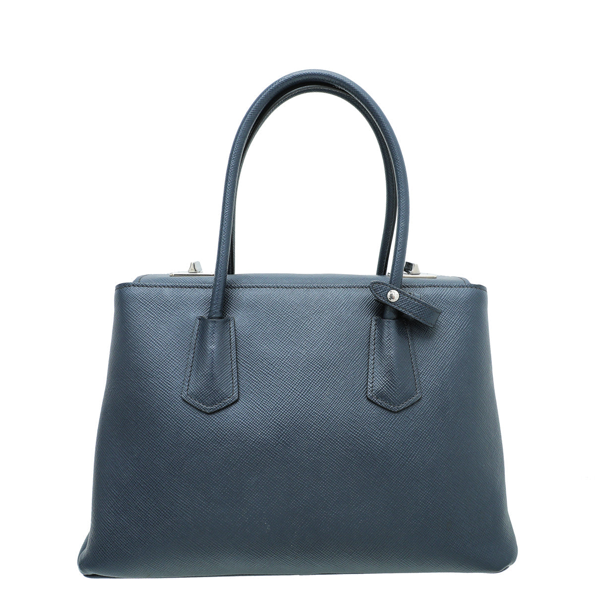 Prada Navy Cuir Twin Tote Bag