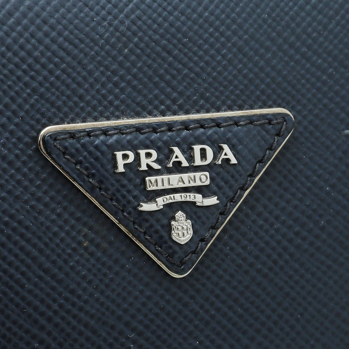 Prada Navy Cuir Twin Tote Bag