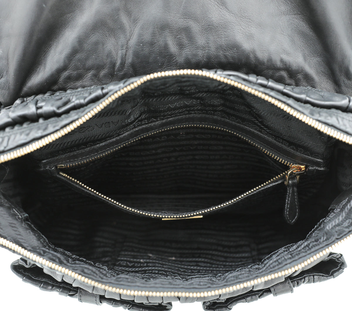 Prada Black Nappa Gaufre Messenger Large Bag