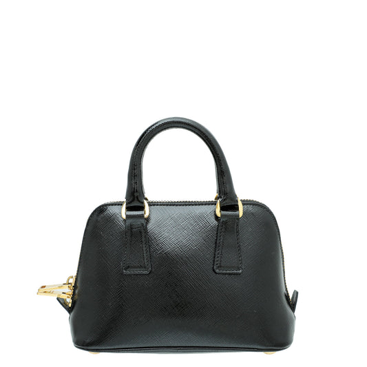 Prada Black Vernice Promenade Micro Bag