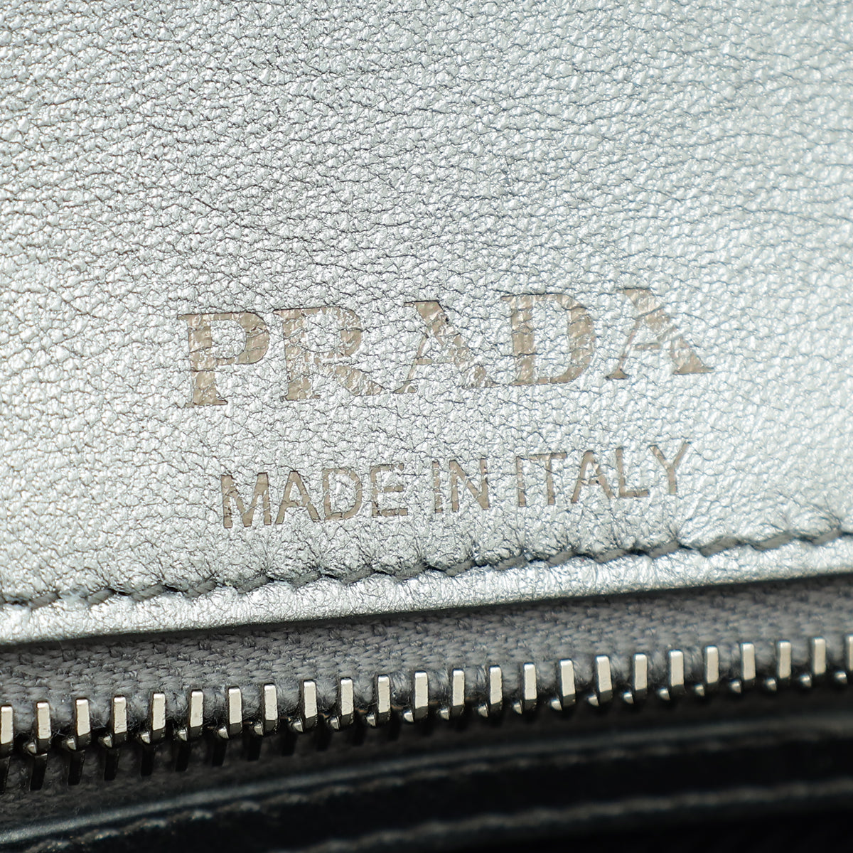 Prada Metallic Silver Cromo Nappa Impunture Diagramme Flap Medium Bag