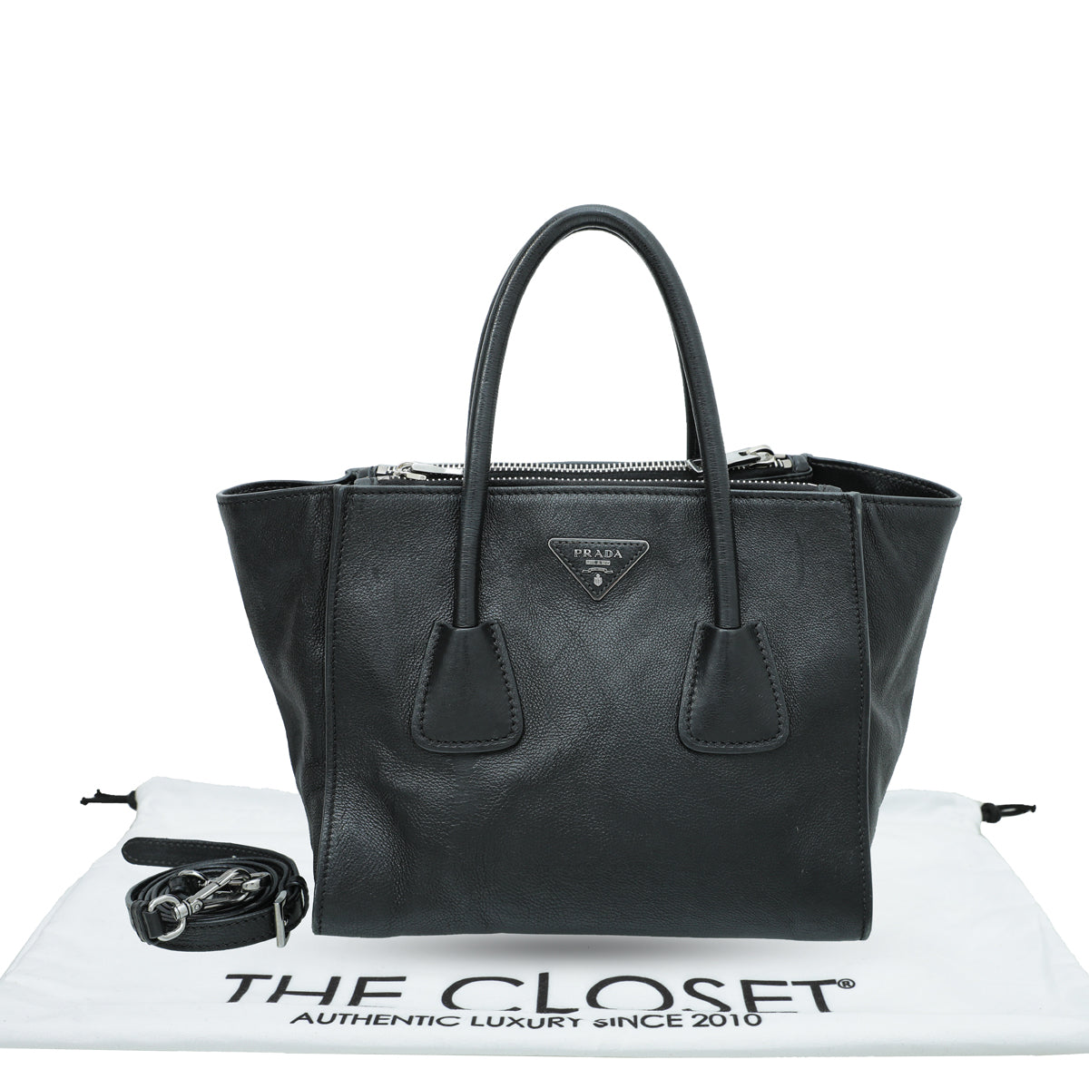 Prada Black Twin Pocket Tote Bag