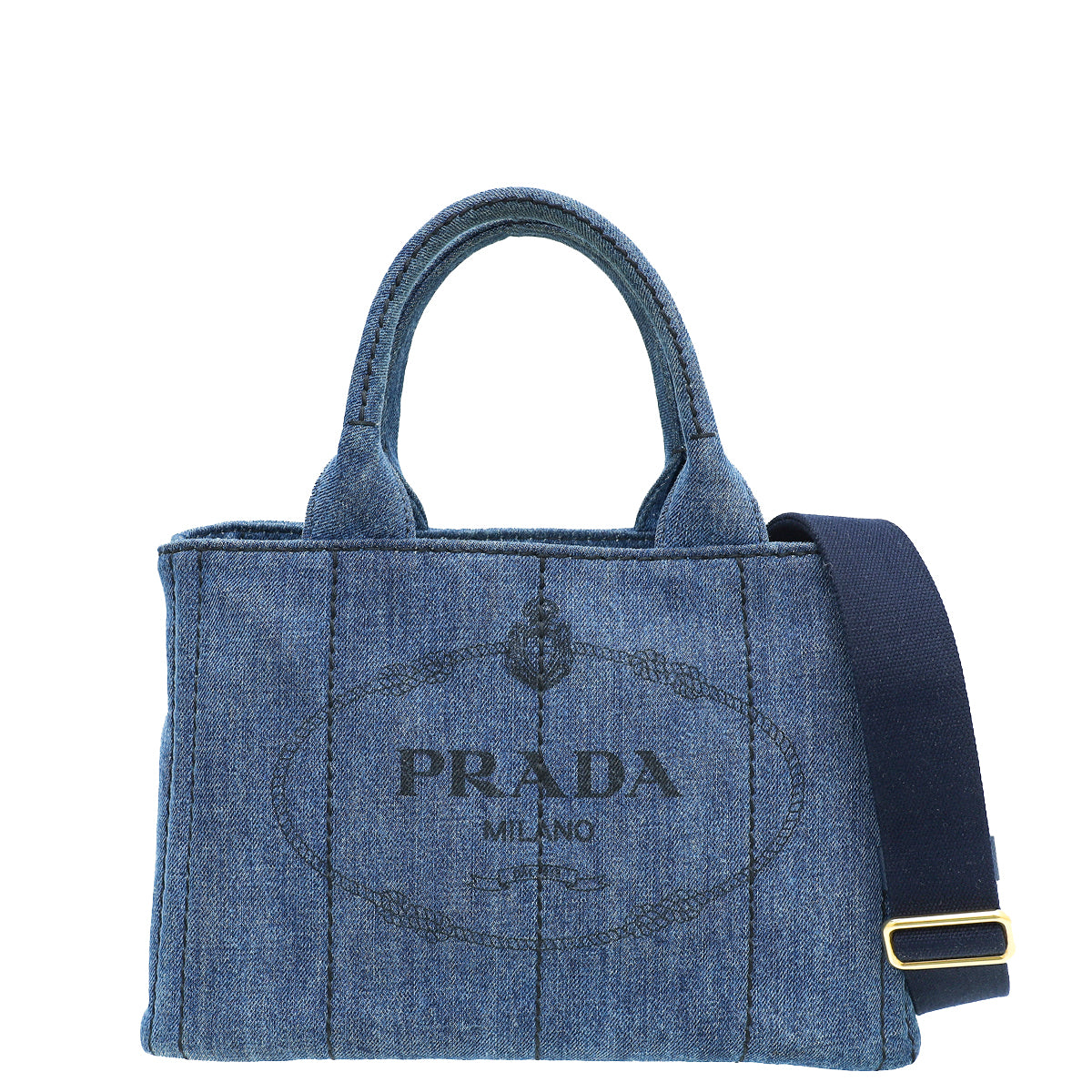 Prada Blue Canapa Logo Tote Bag