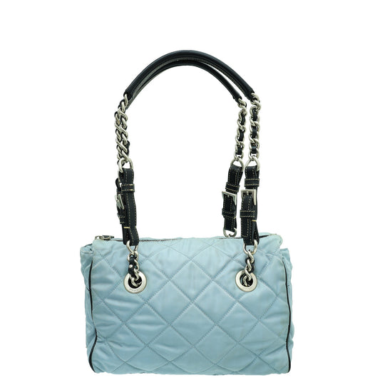 Prada Grey Nylon Quilted Shoulder Bag