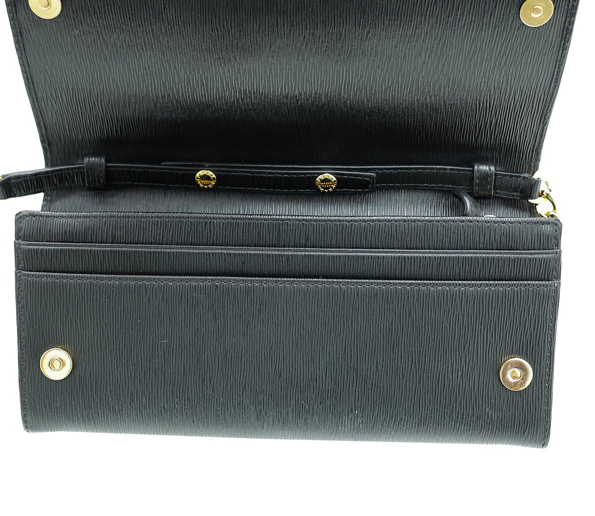 Prada Black Vitello Move Leather Wallet on Chain