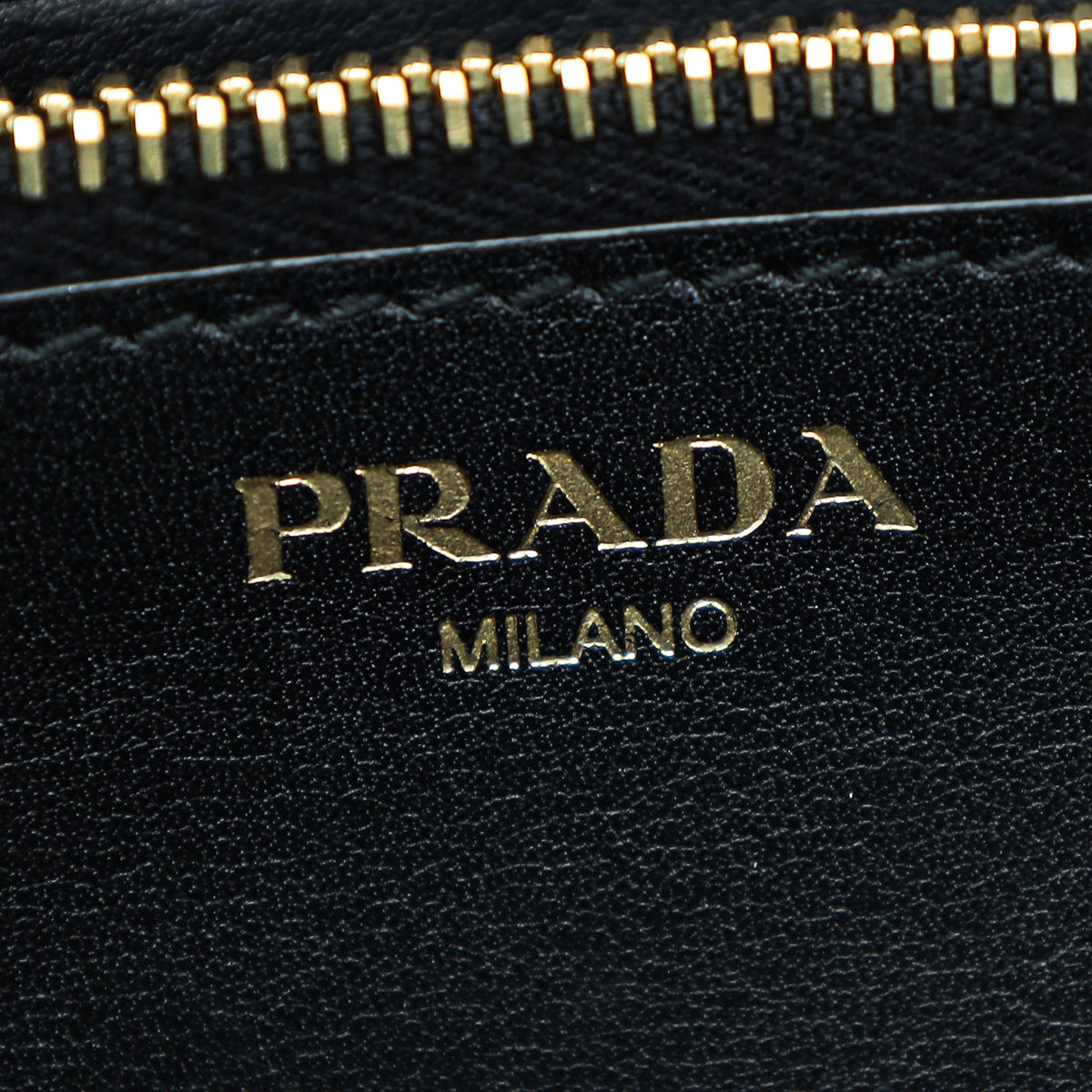 Prada Black Vitello Move Leather Wallet on Chain