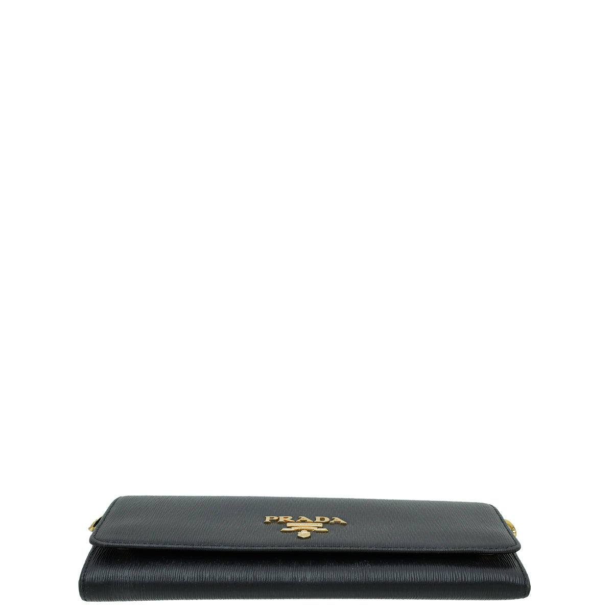 Prada Black Vitello Move Leather Wallet on Chain