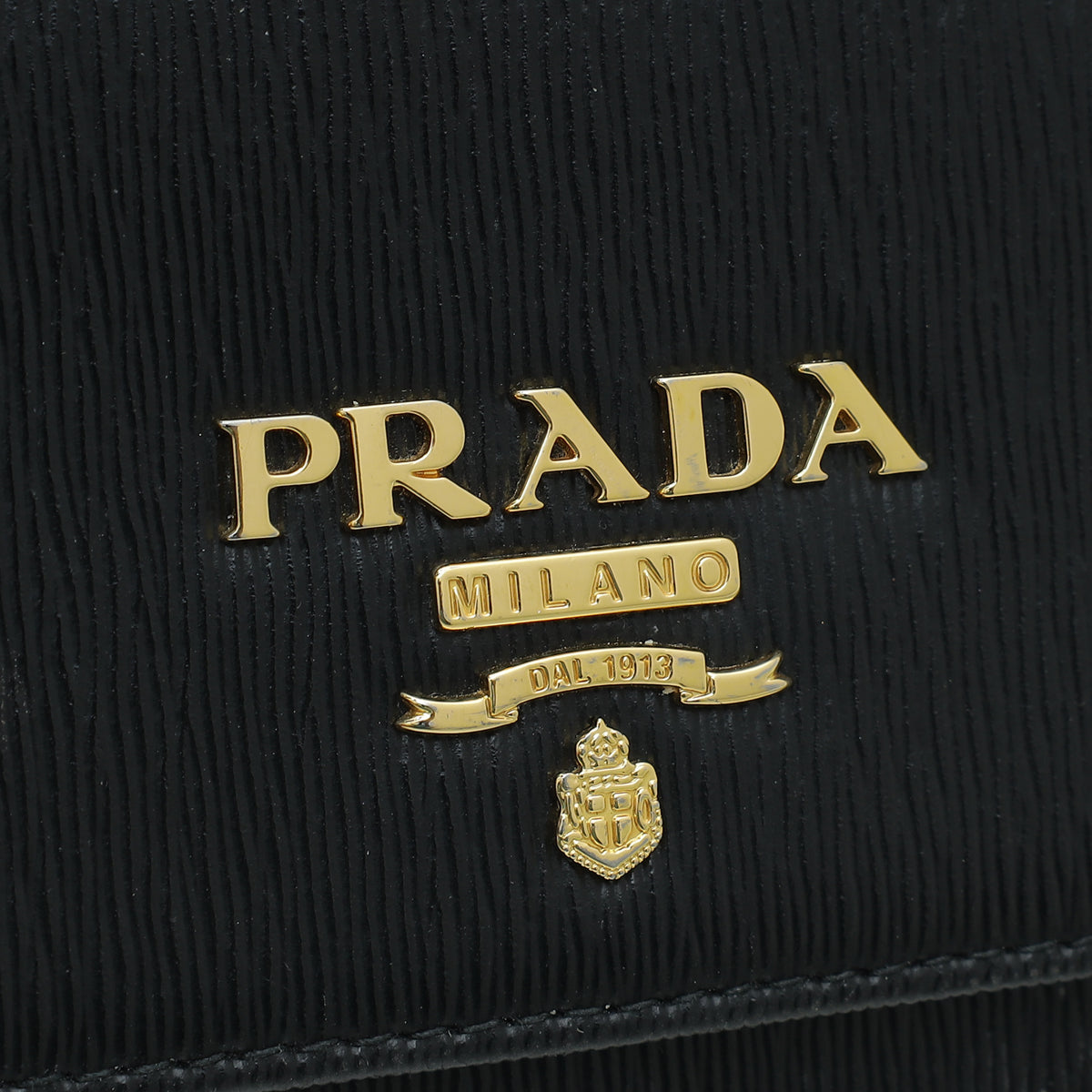 Prada Black Vitello Move Leather Wallet on Chain