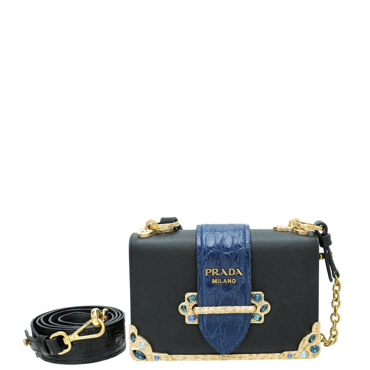 Prada Bicolor Crystal Cahier Bag