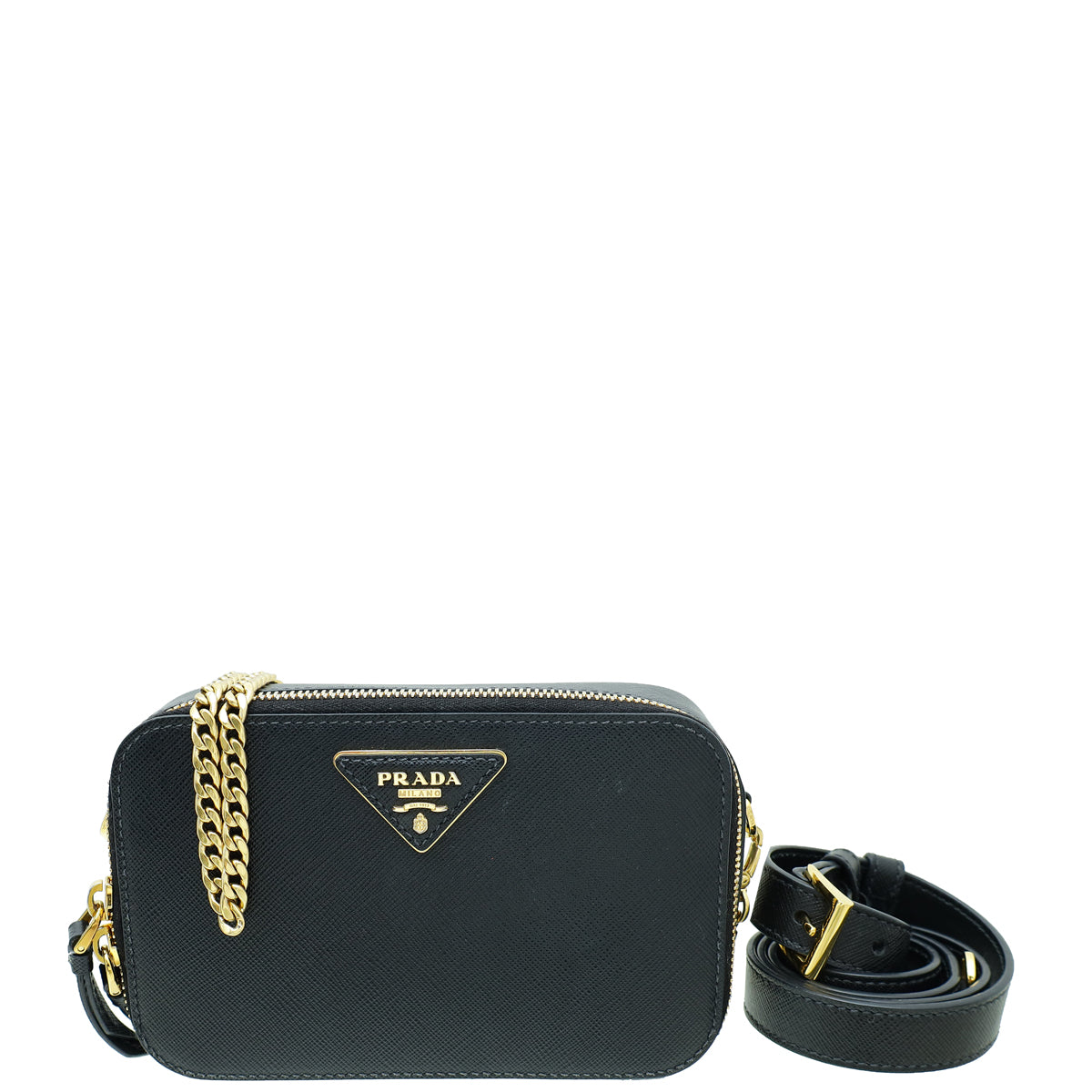 Prada Black Lux Convertible Chain Belt Bag