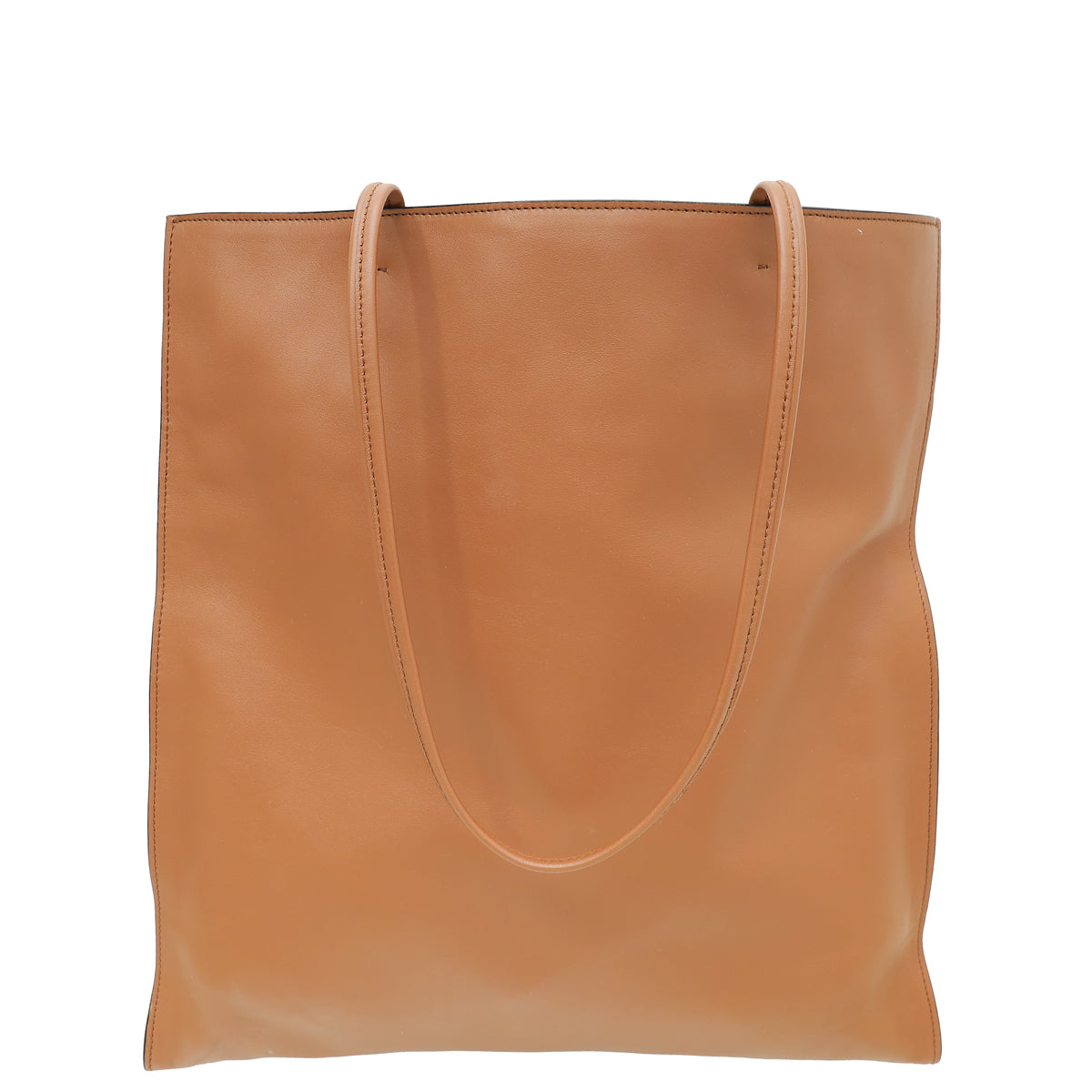 Prada Cognac Brown Triangle Logo Tote Bag