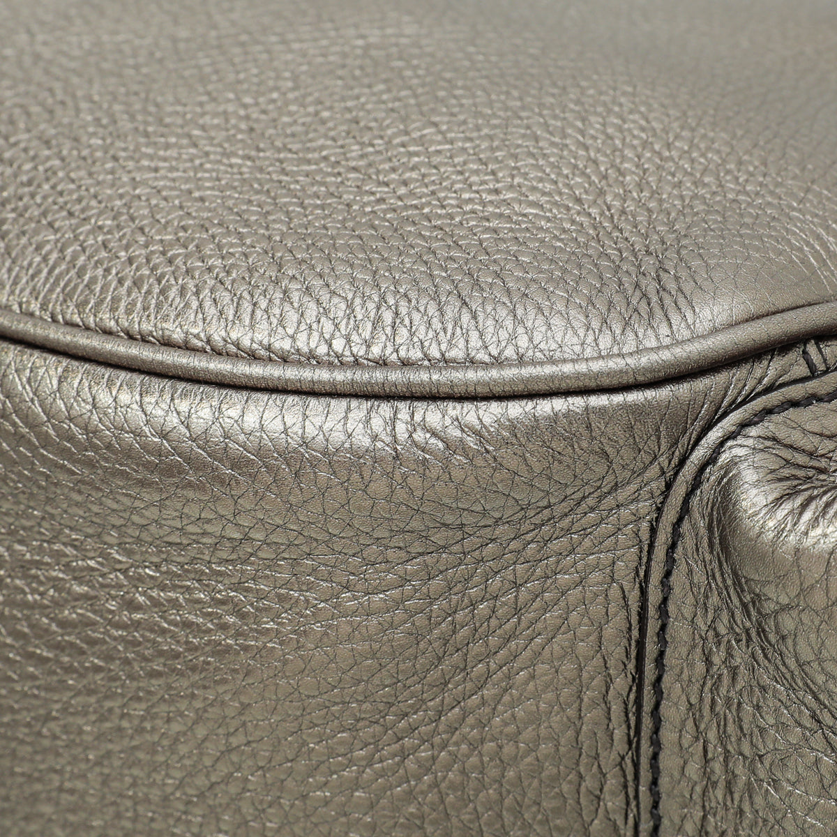 Prada Metallic Light Olive Side Pocket Vitello Daino Hobo Bag