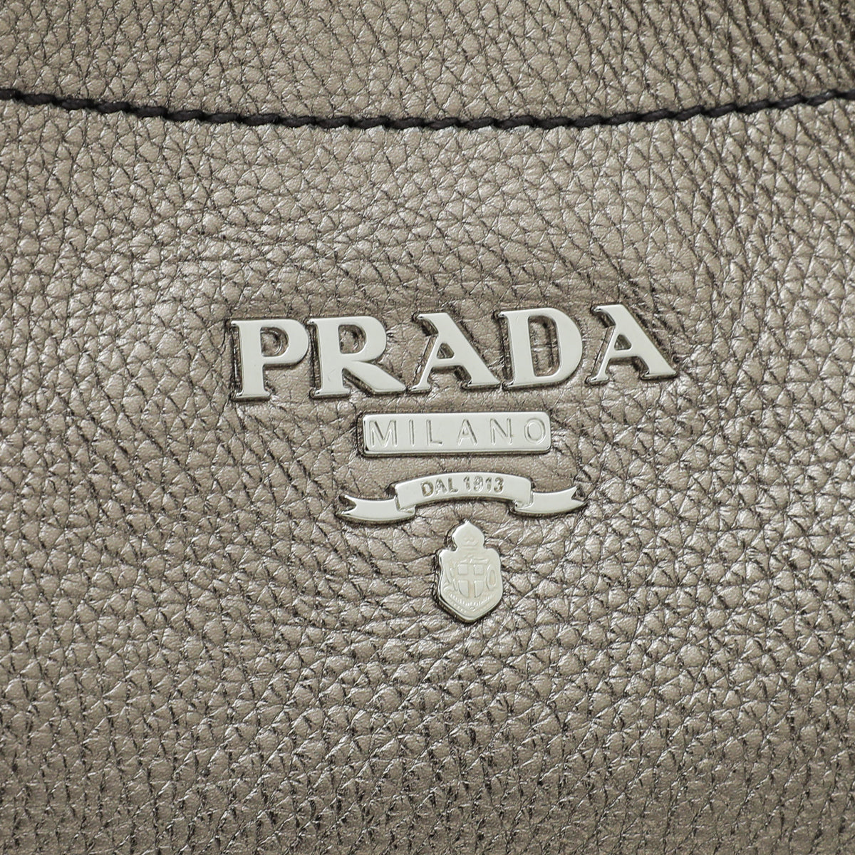 Prada Metallic Light Olive Side Pocket Vitello Daino Hobo Bag