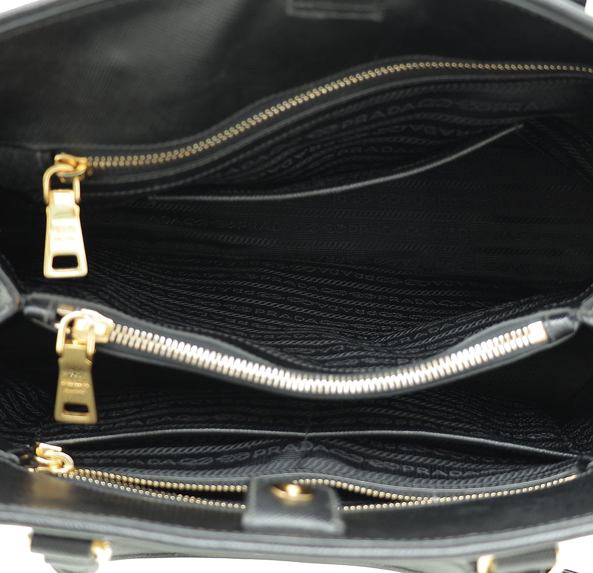 Prada Black Lux Open Promenade Tote Medium Bag