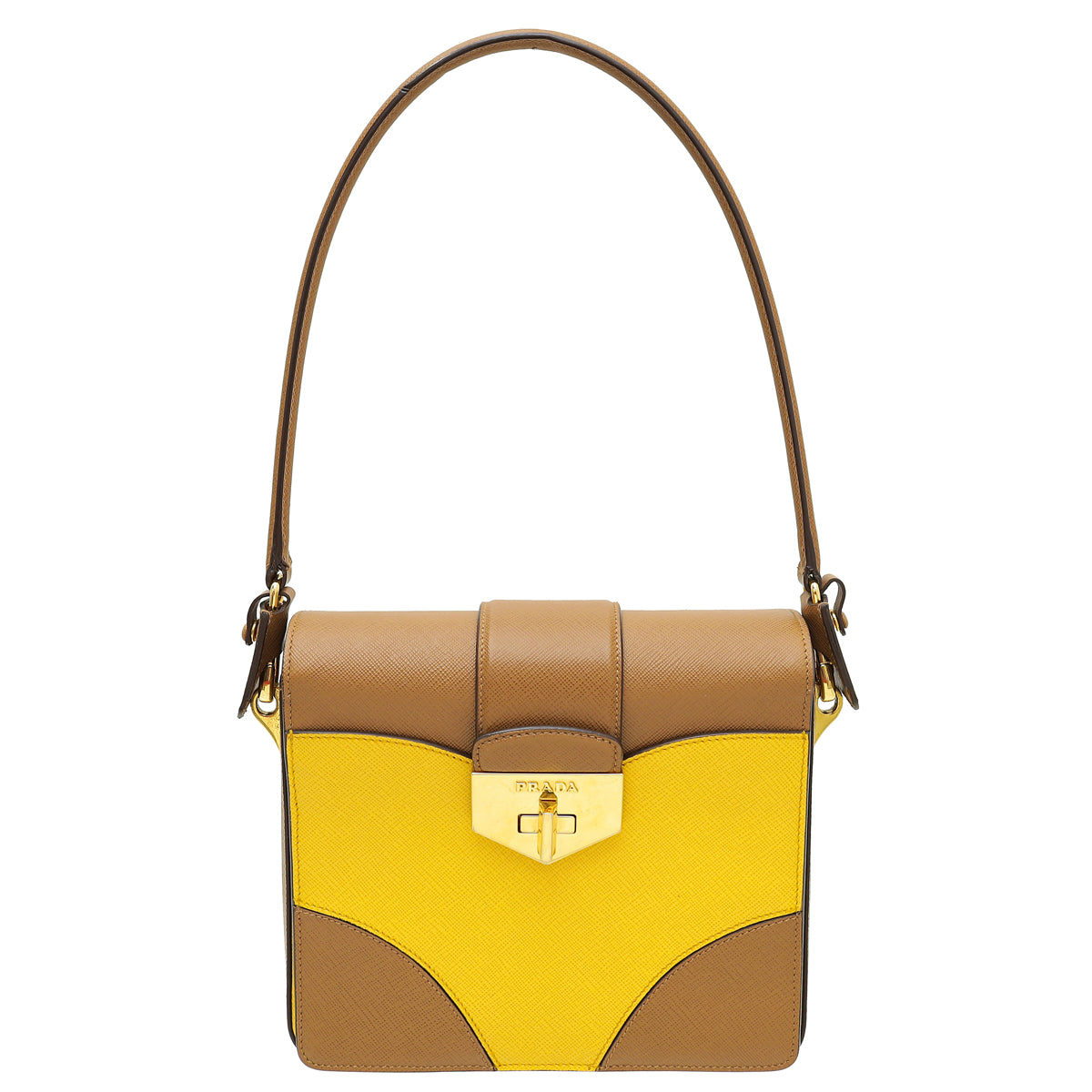 Prada Bicolor Turn Lock Shoulder Bag