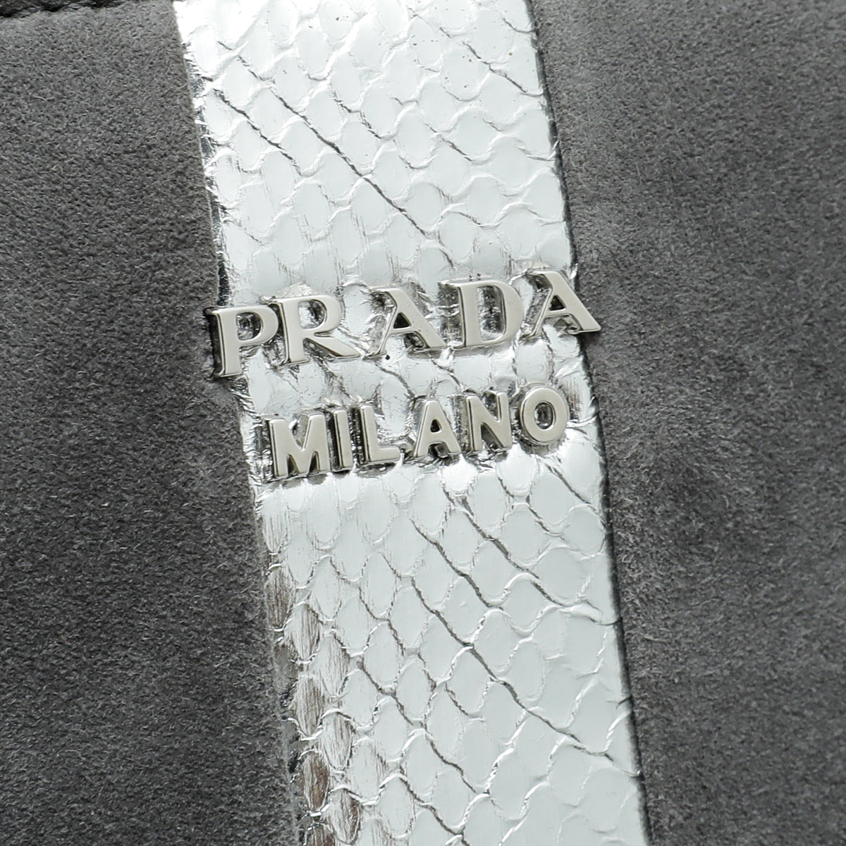 Prada Tricolor Suede Snakeskin Double Handle Bag