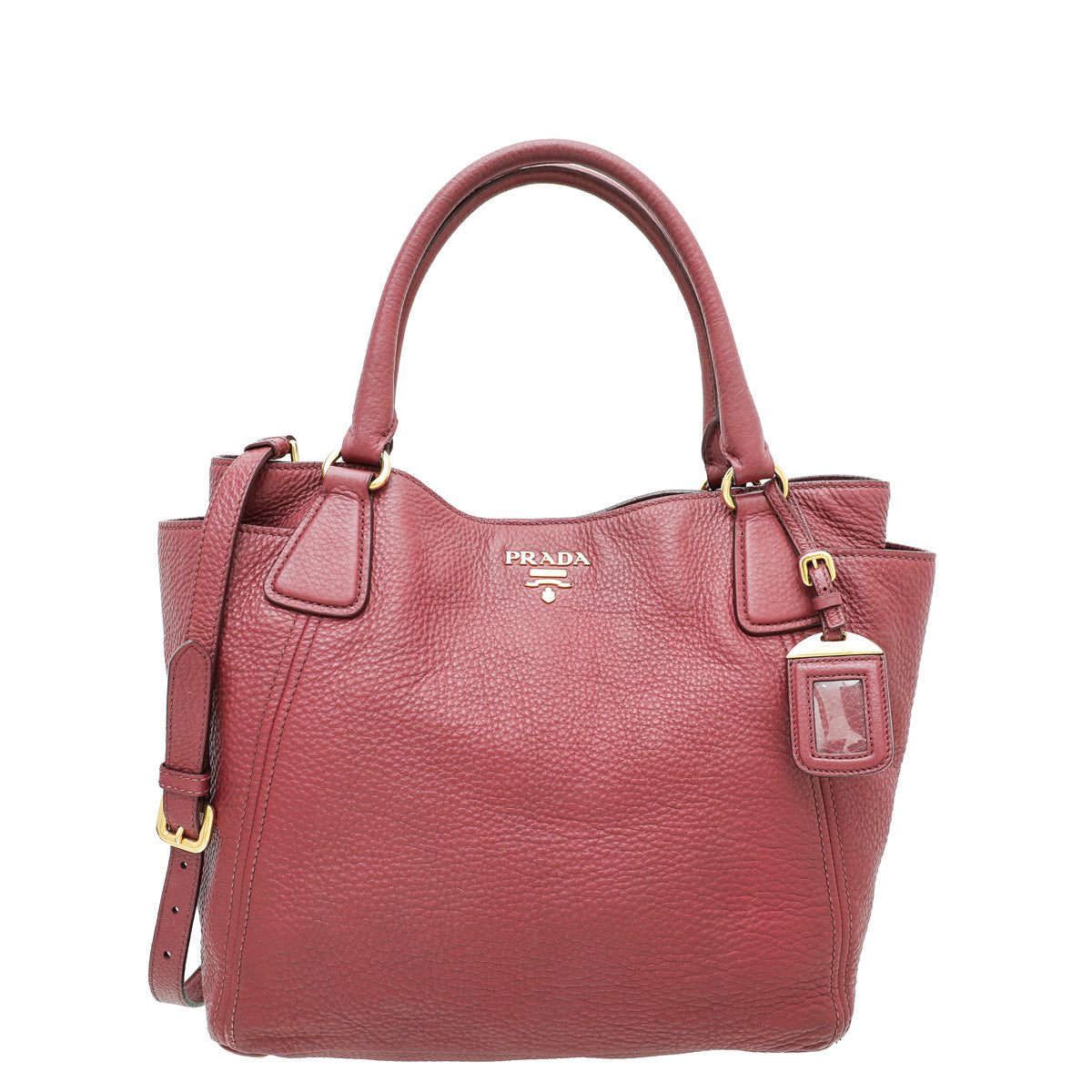 Prada Marron Vitello Daino Tote Handle Bag