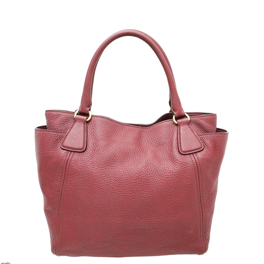 Prada Marron Vitello Daino Tote Handle Bag