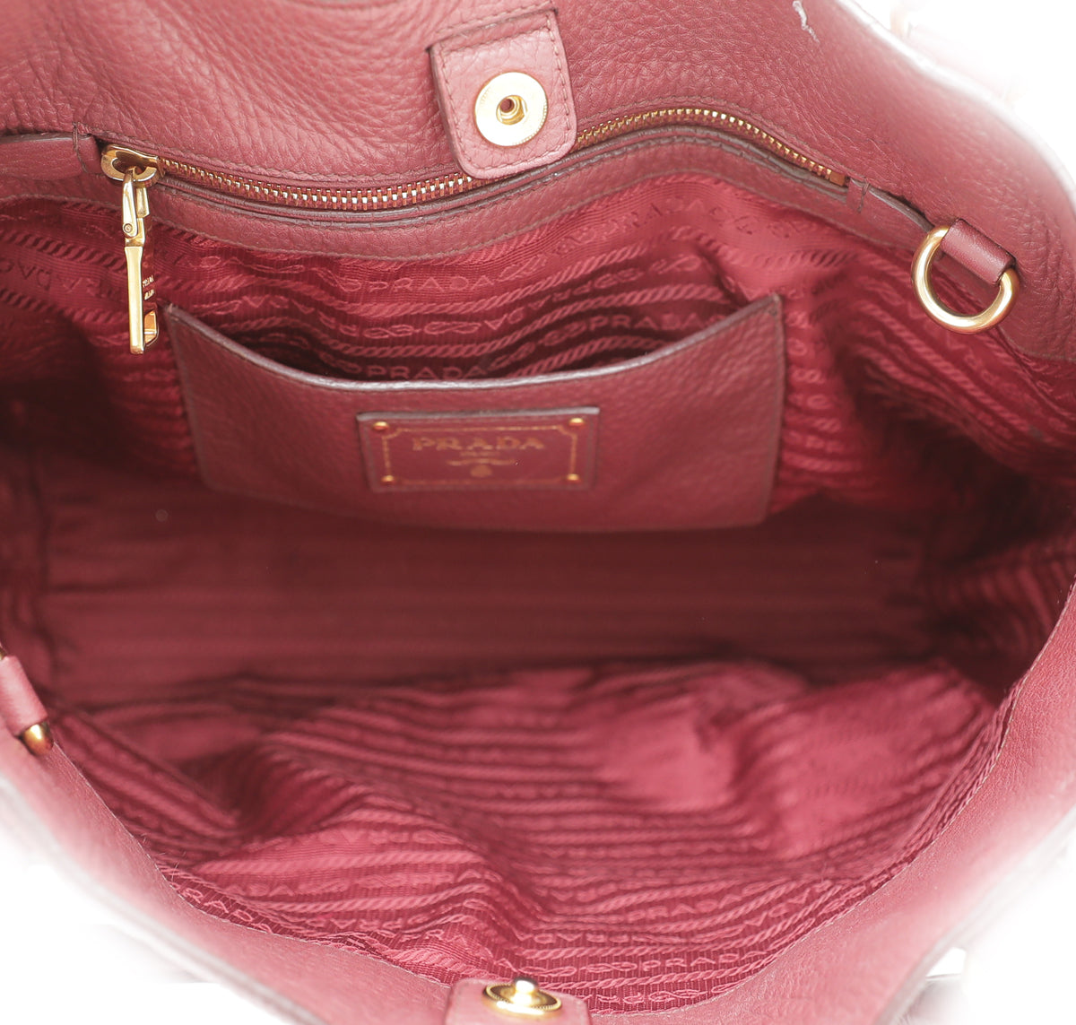 Prada Marron Vitello Daino Tote Handle Bag