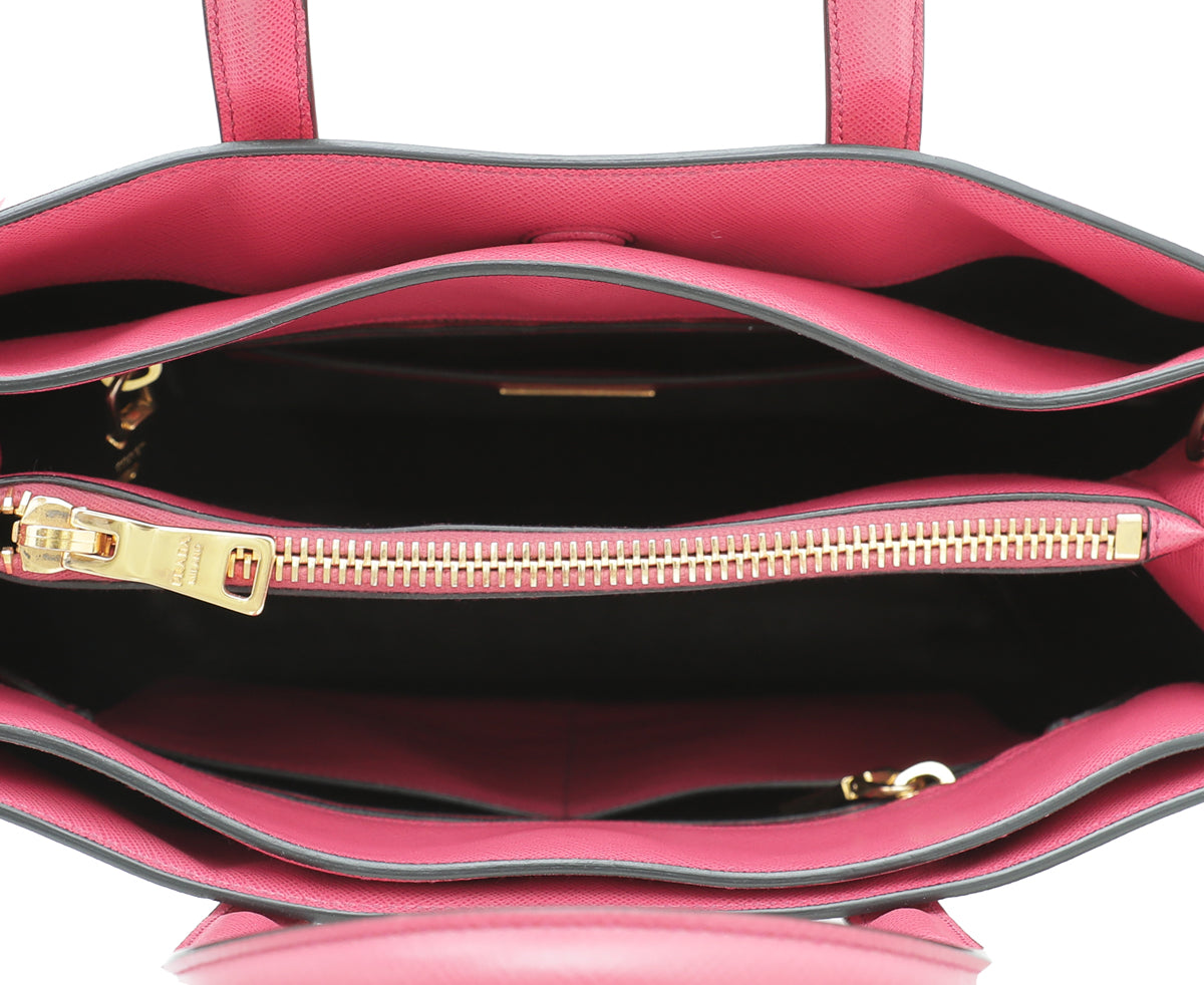 Prada Fuchsia Soft Triple Pocket Tote Bag