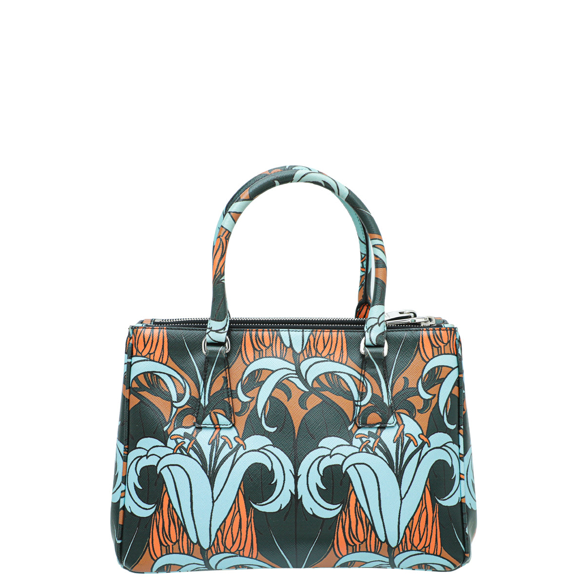 Prada Forest Green Multicolor Lily Printed Galleria Medium Bag