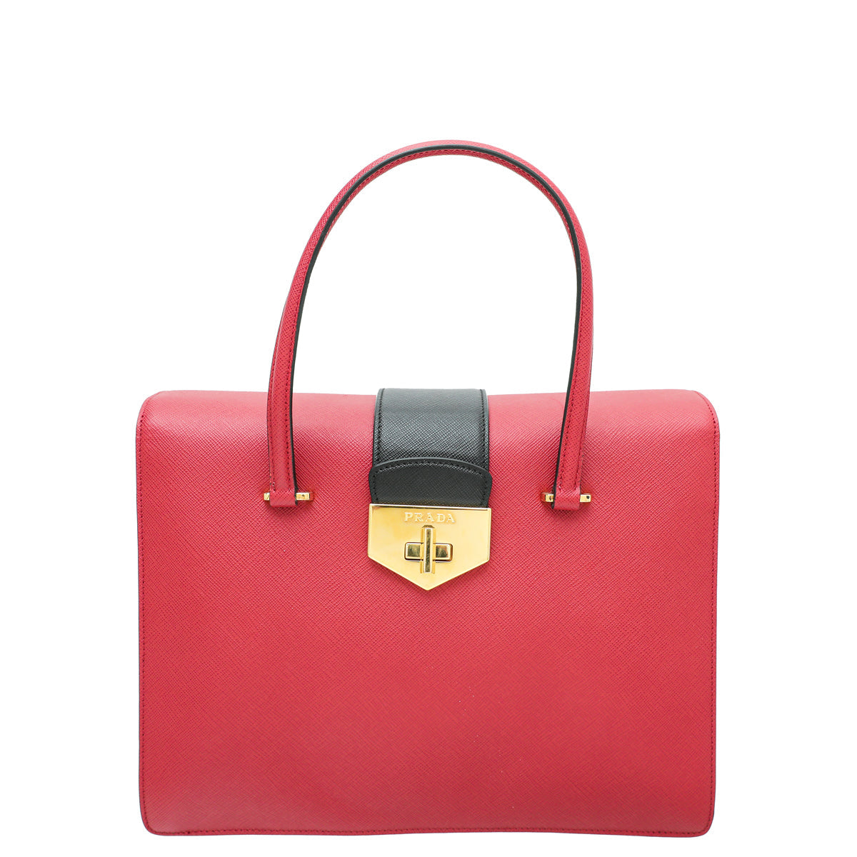 Prada Tricolor Turn Lock Top Handle Tote Bag