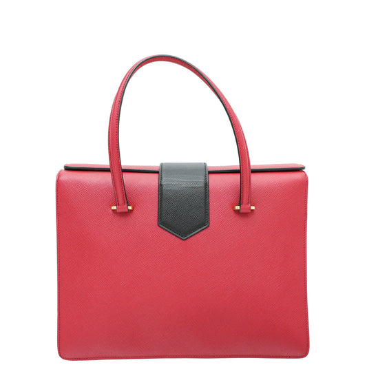 Prada Tricolor Turn Lock Top Handle Tote Bag