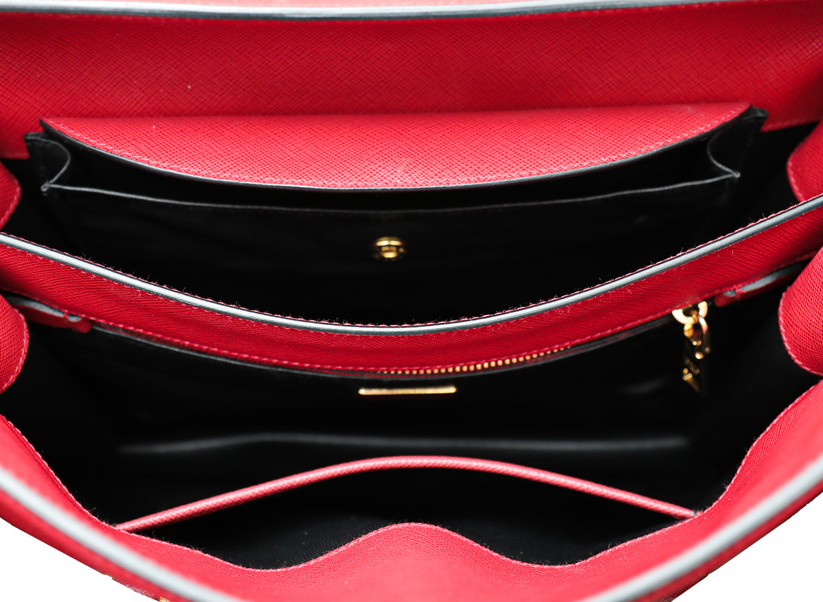 Prada Tricolor Turn Lock Top Handle Tote Bag