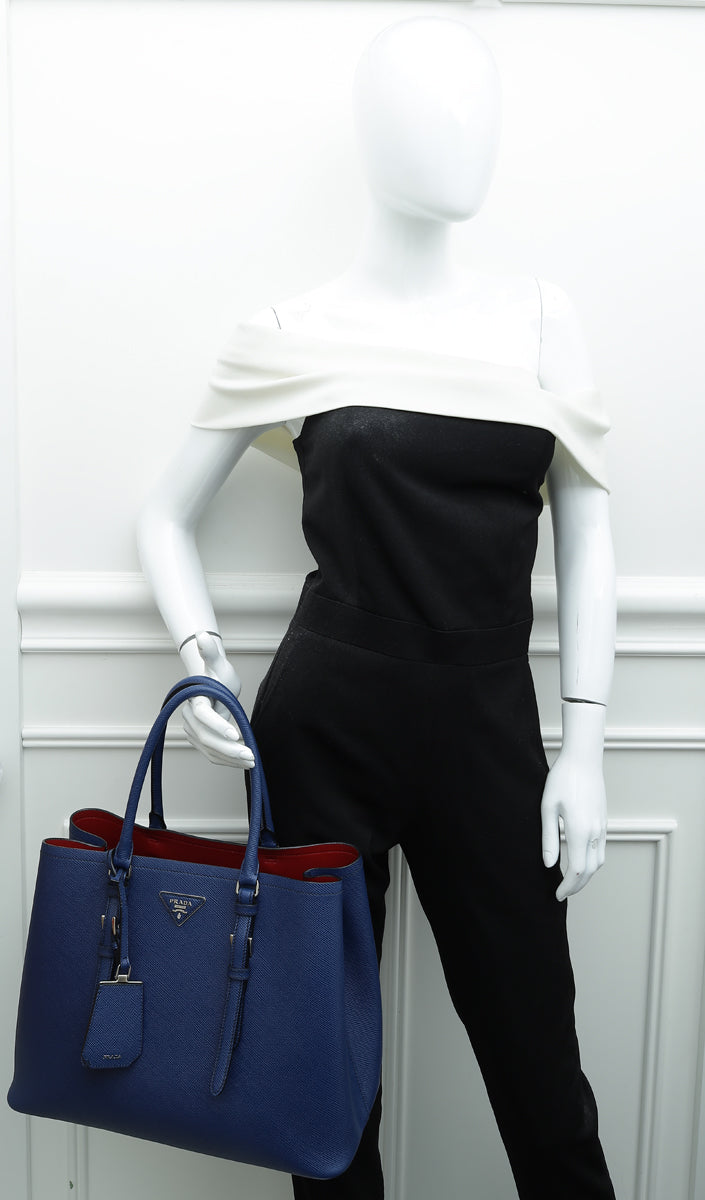 Prada Blue Cuir Covered Strap Tote Bag