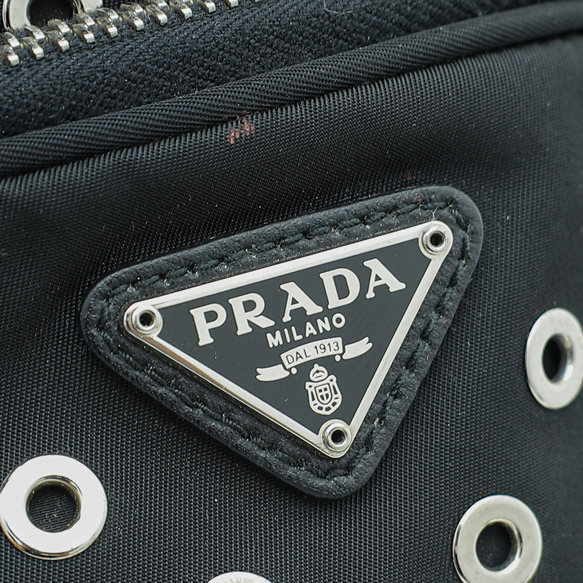 Prada Black Tessuto Grommets Mini Bucket Crossbody Bag