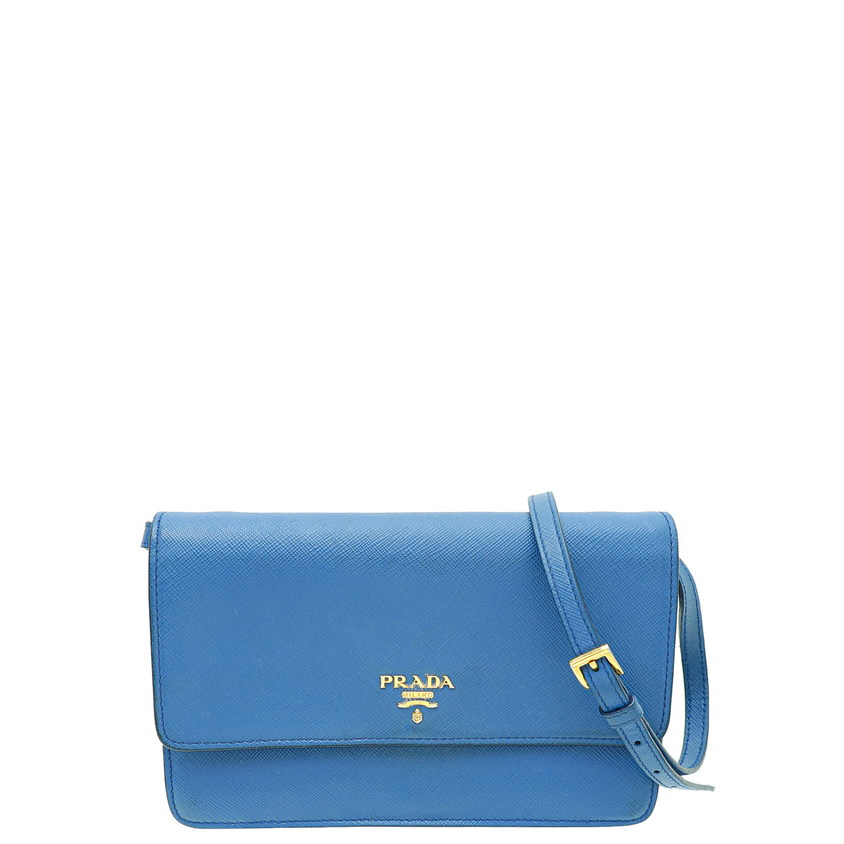 Prada Blue Lux Wallet on Strap