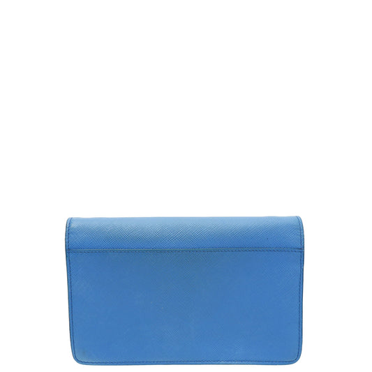 Prada Blue Lux Wallet on Strap