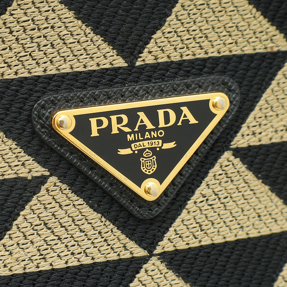 Prada Bicolor Symbole Embroidered Fabric Small Tote Bag