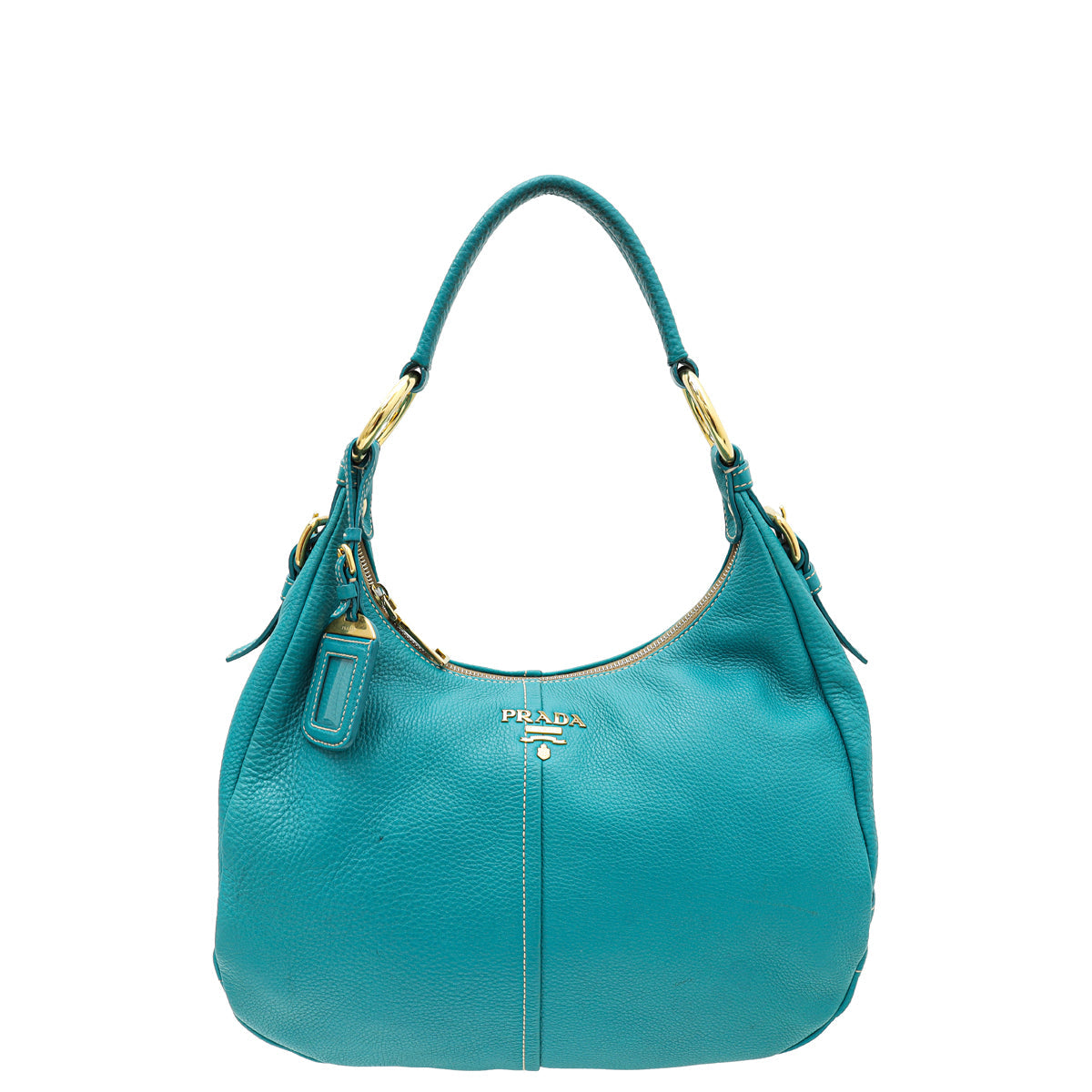 Prada Teal Vitello Daino Hobo Bag