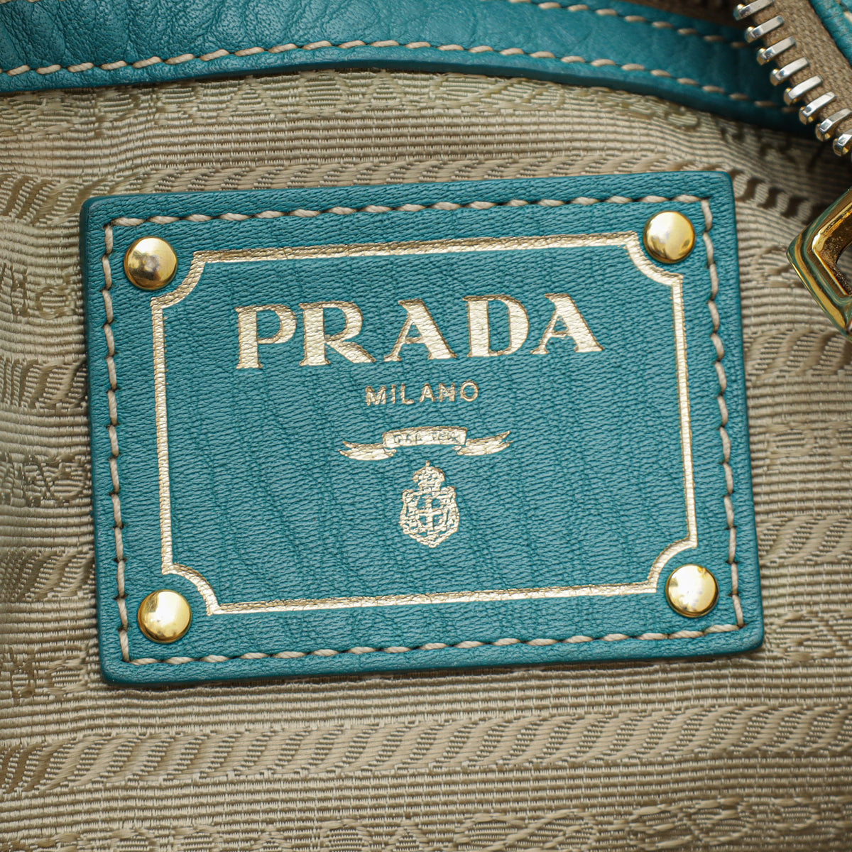 Prada Teal Vitello Daino Hobo Bag