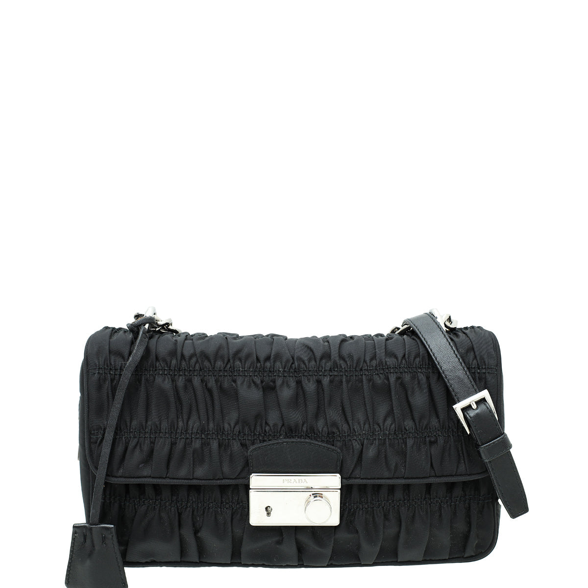 Prada Black Tessuto Gaufre Sound Chain Bag