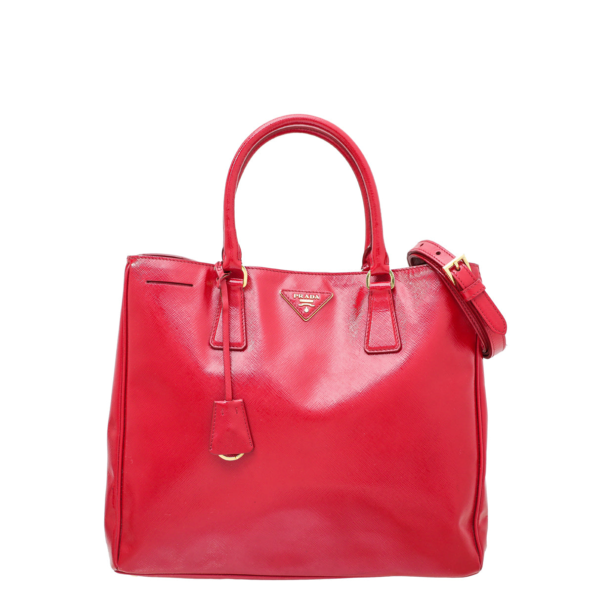 Prada Red Vernice Vertical Tote Bag