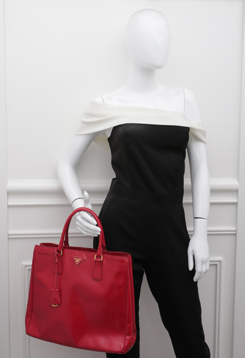 Prada Red Vernice Vertical Tote Bag