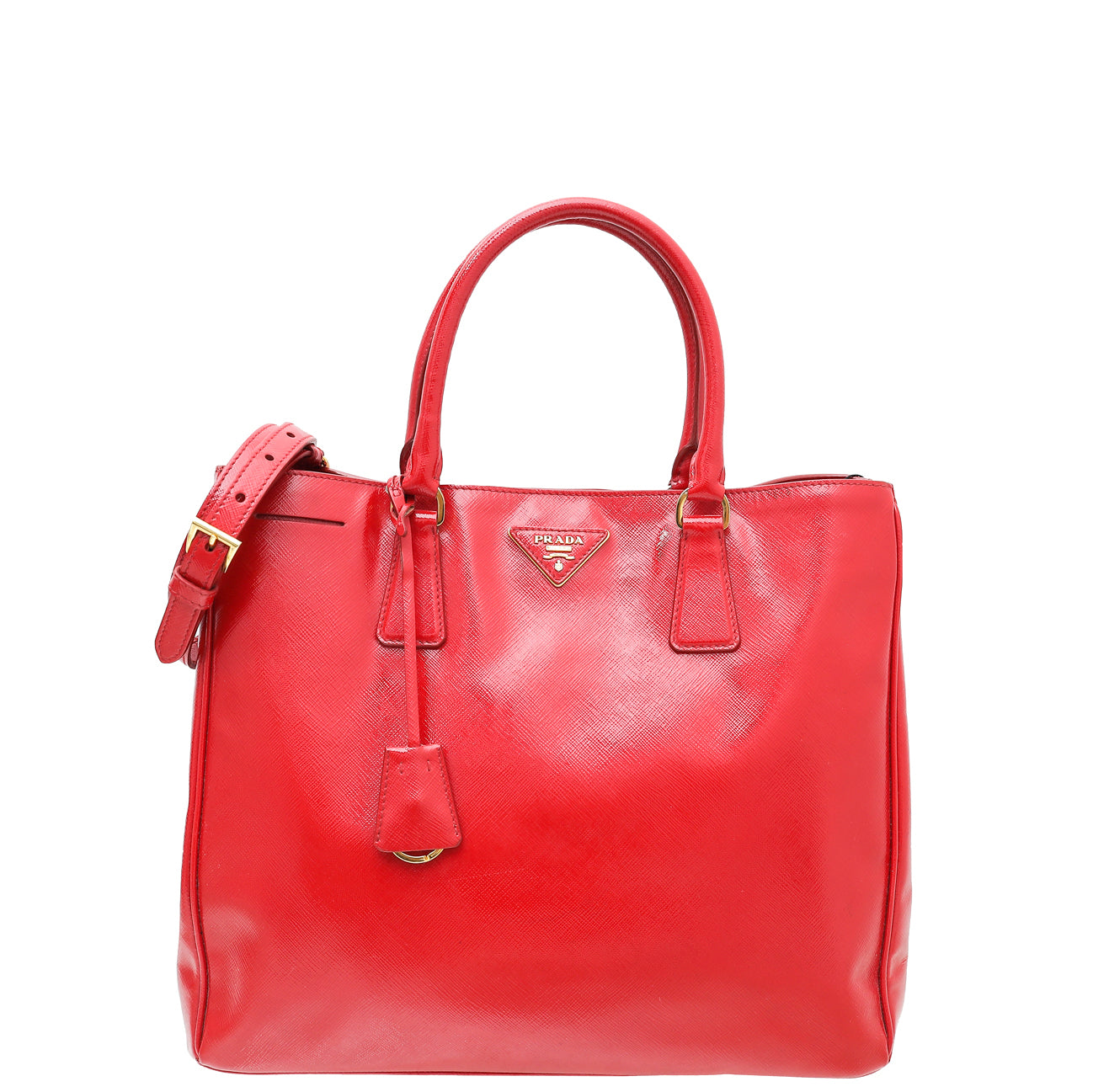 Prada Red Vernice Vertical Tote Bag